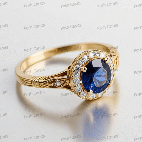 Natural Blue Sapphire Engagement Ring - Timeless 14k Gold Jewelry for Women