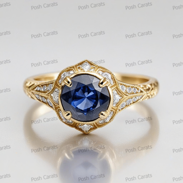 Natural Blue Sapphire Engagement Ring - Timeless 14k Gold Jewelry for Women