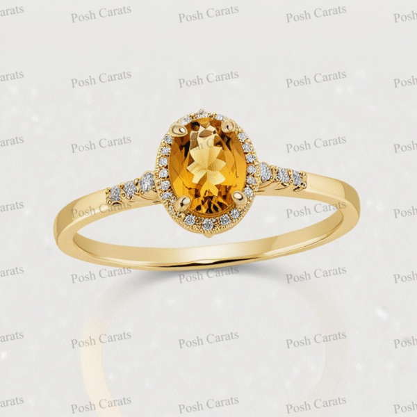 Posh Carats 14K Gold Citrine Ring - Handmade November Birthstone Jewelry