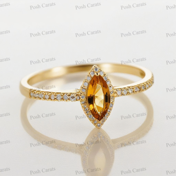 Posh Carats 14K Gold Citrine Ring - Handmade November Birthstone Jewelry