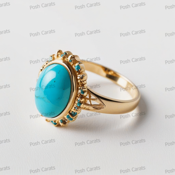 Posh Carats 14K Gold Turquoise Ring – Handmade Gemstone Jewelry for Women