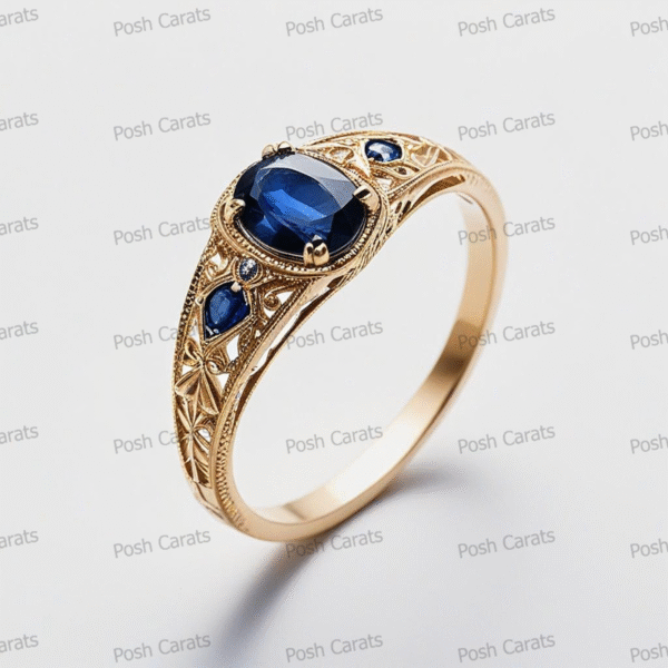 Natural Blue Sapphire Engagement Ring - Timeless 14k Gold Jewelry for Women