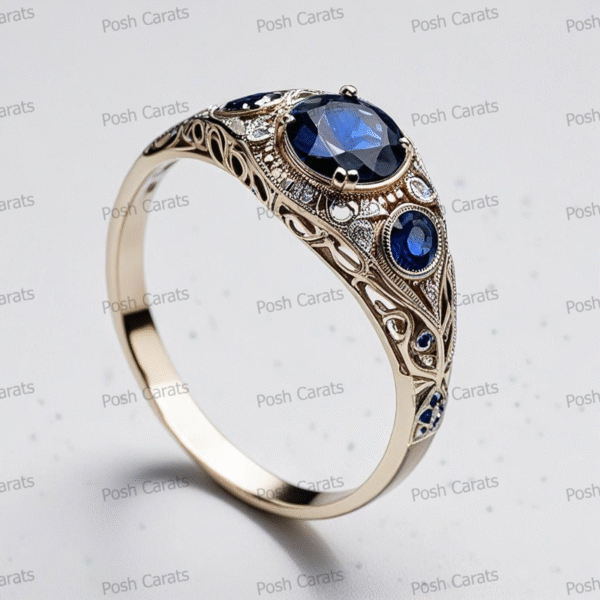 Natural Blue Sapphire Engagement Ring - Timeless 14k Gold Jewelry for Women