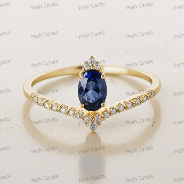 Natural Blue Sapphire Engagement Ring - Timeless 14k Gold Jewelry for Women