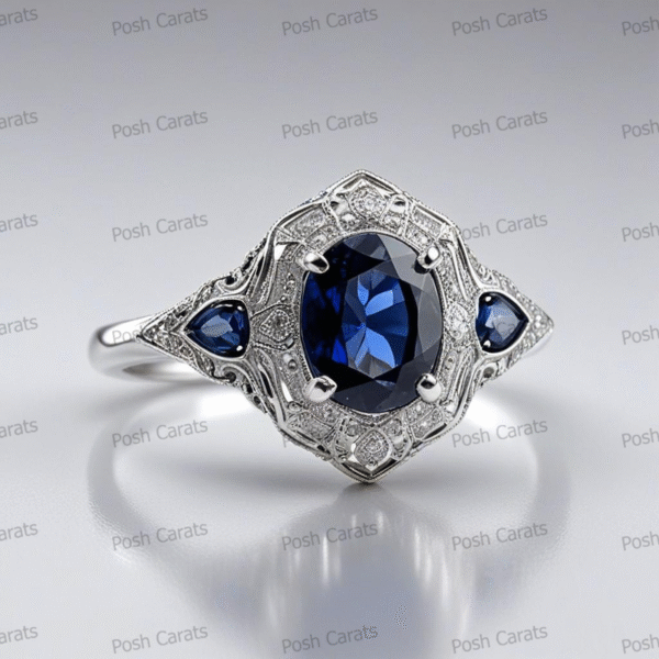 Natural Blue Sapphire Engagement Ring - Timeless 14k Gold Jewelry for Women