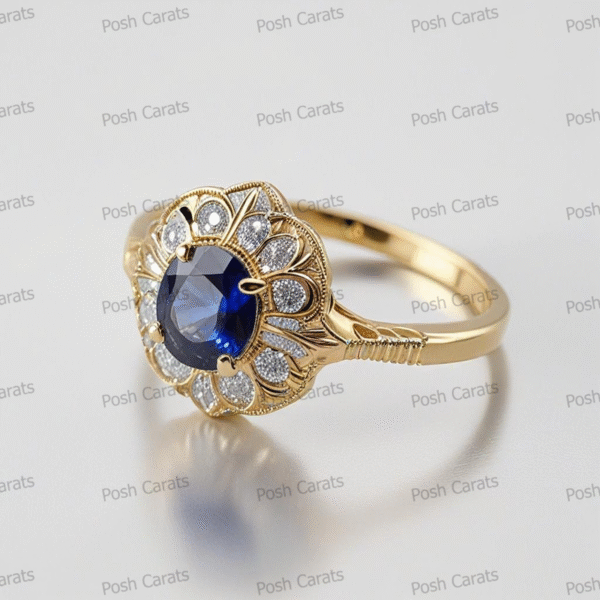 Natural Blue Sapphire Engagement Ring - Timeless 14k Gold Jewelry for Women