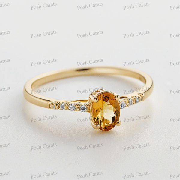 Posh Carats 14K Gold Citrine Ring - Handmade November Birthstone Jewelry