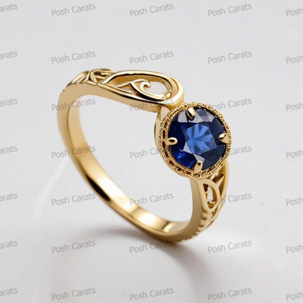 Natural Blue Sapphire Engagement Ring - Timeless 14k Gold Jewelry for Women