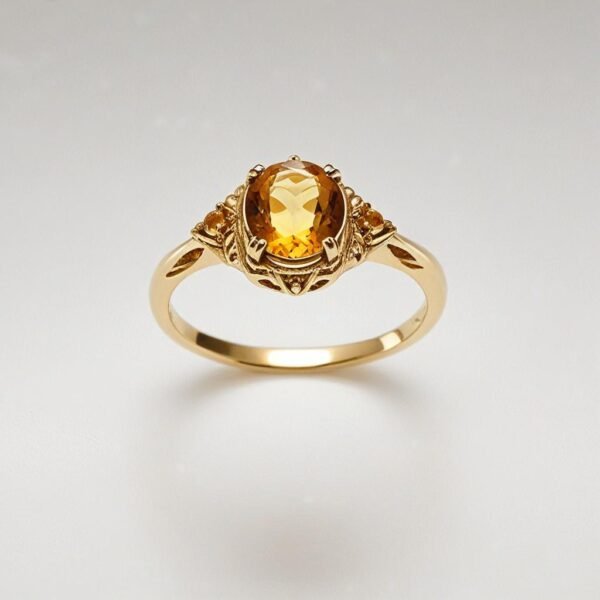 Posh Carats 14K Gold Citrine Ring - Handmade November Birthstone Jewelry