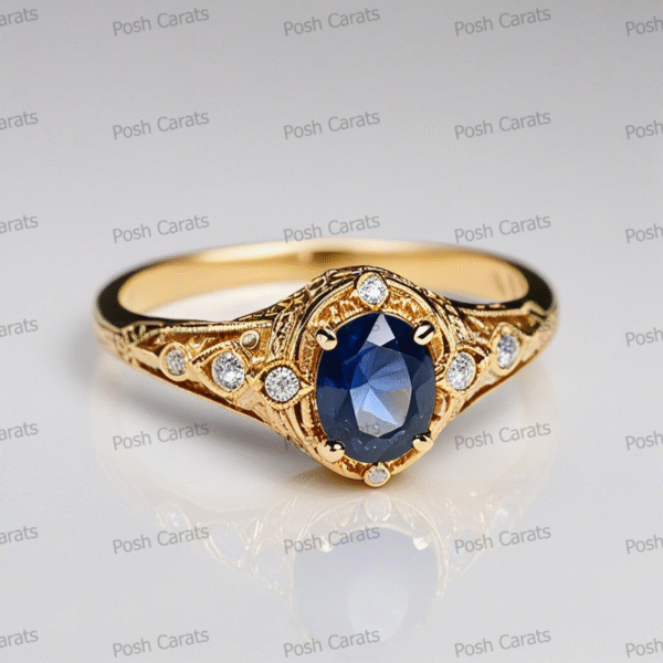 Natural Blue Sapphire Engagement Ring - Timeless 14k Gold Jewelry for Women