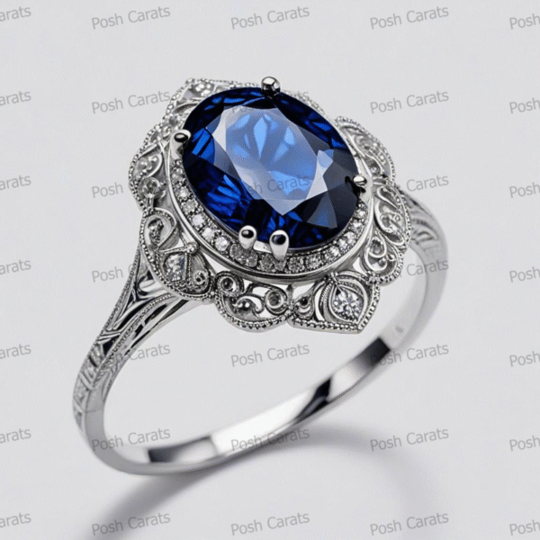 Natural Blue Sapphire Engagement Ring - Timeless 14k Gold Jewelry for Women