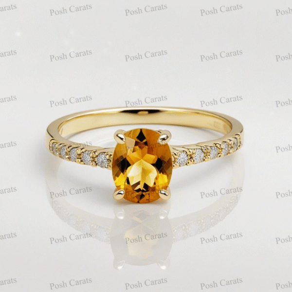 Posh Carats 14K Gold Citrine Ring - Handmade November Birthstone Jewelry