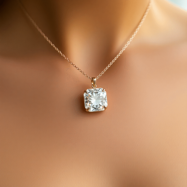 18K Gold Moissanite Pendant for Women