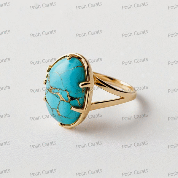 Posh Carats 14K Gold Turquoise Ring – Handmade Gemstone Jewelry for Women