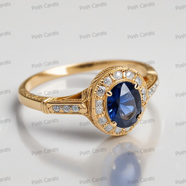 Natural Blue Sapphire Engagement Ring - Timeless 14k Gold Jewelry for Women