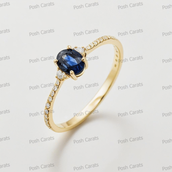 Natural Blue Sapphire Engagement Ring - Timeless 14k Gold Jewelry for Women