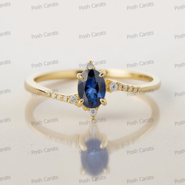 Natural Blue Sapphire Engagement Ring - Timeless 14k Gold Jewelry for Women