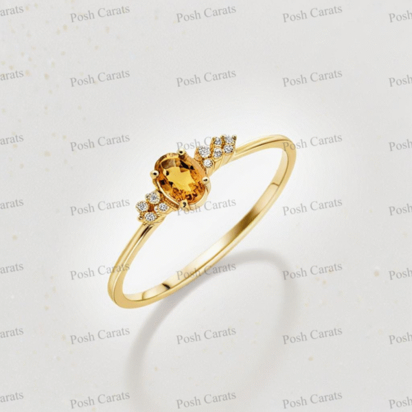 Posh Carats 14K Gold Citrine Ring - Handmade November Birthstone Jewelry