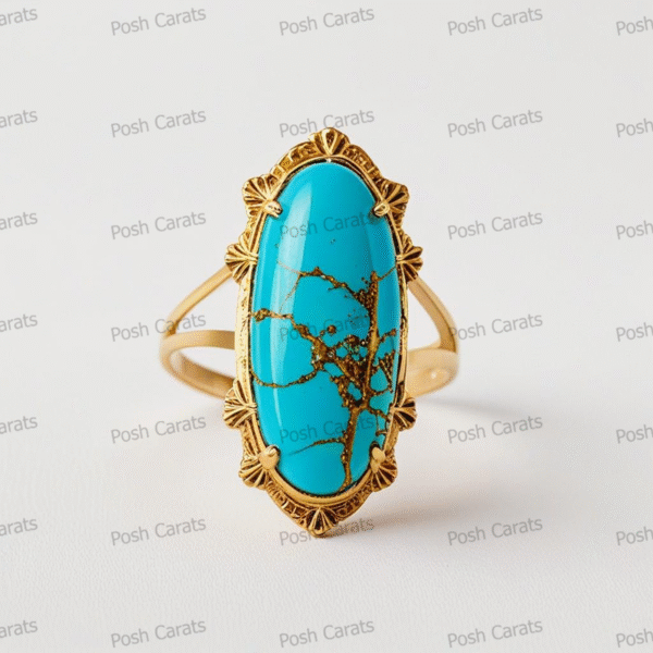 Posh Carats 14K Gold Turquoise Ring – Handmade Gemstone Jewelry for Women