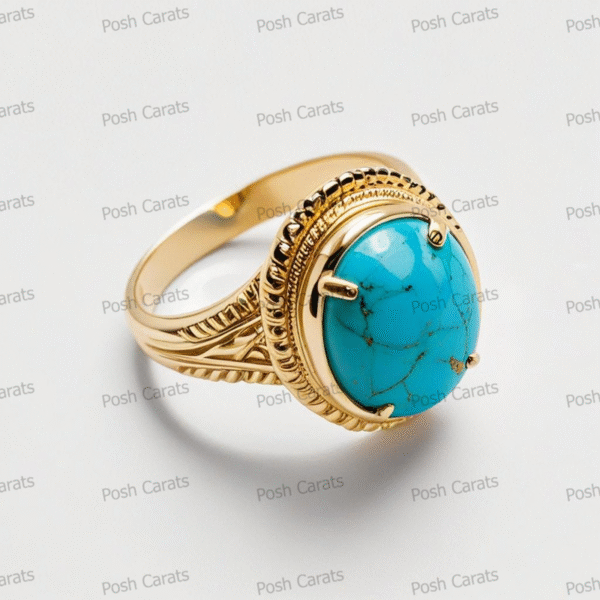 Posh Carats 14K Gold Turquoise Ring – Handmade Gemstone Jewelry for Women