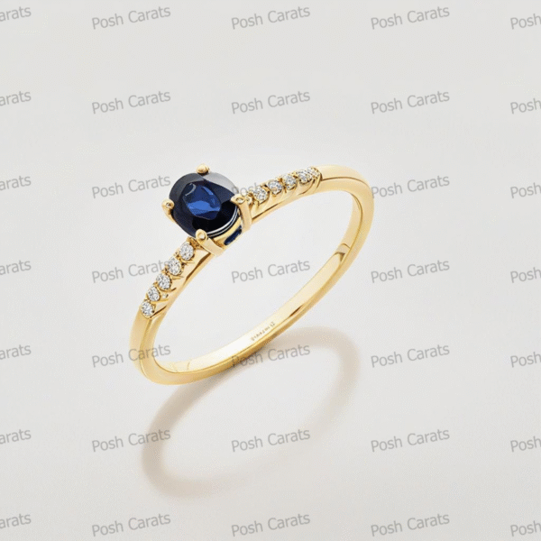 Natural Blue Sapphire Engagement Ring - Timeless 14k Gold Jewelry for Women