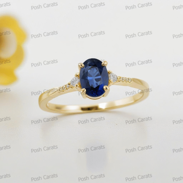 Natural Blue Sapphire Engagement Ring - Timeless 14k Gold Jewelry for Women