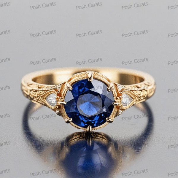 Natural Blue Sapphire Engagement Ring - Timeless 14k Gold Jewelry for Women