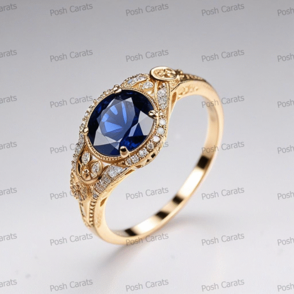 Natural Blue Sapphire Engagement Ring - Timeless 14k Gold Jewelry for Women