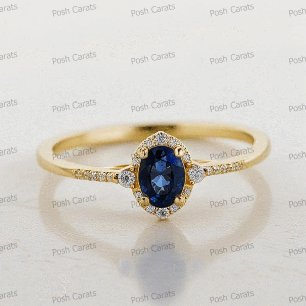 Natural Blue Sapphire Engagement Ring - Timeless 14k Gold Jewelry for Women