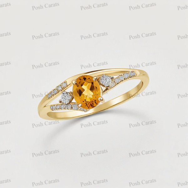 Posh Carats 14K Gold Citrine Ring - Handmade November Birthstone Jewelry