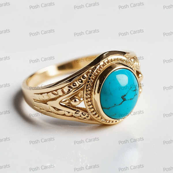 Posh Carats 14K Gold Turquoise Ring – Handmade Gemstone Jewelry for Women