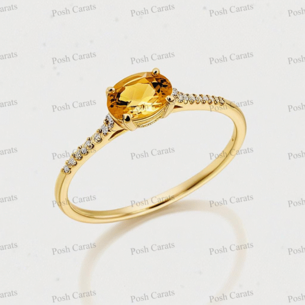 Posh Carats 14K Gold Citrine Ring - Handmade November Birthstone Jewelry