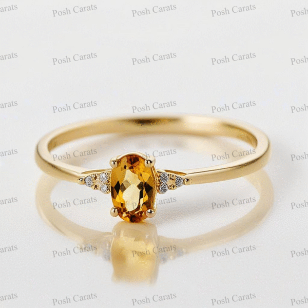 Posh Carats 14K Gold Citrine Ring - Handmade November Birthstone Jewelry