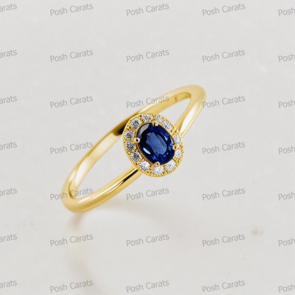 Natural Blue Sapphire Engagement Ring - Timeless 14k Gold Jewelry for Women