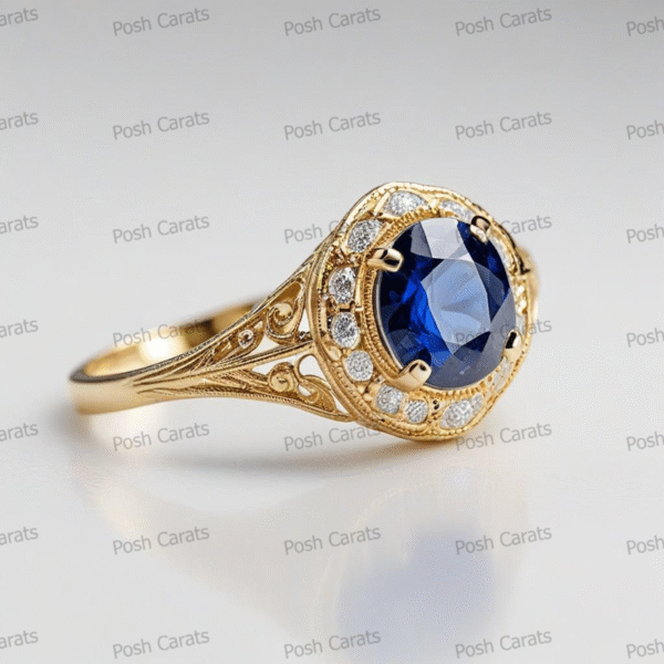 Natural Blue Sapphire Engagement Ring - Timeless 14k Gold Jewelry for Women