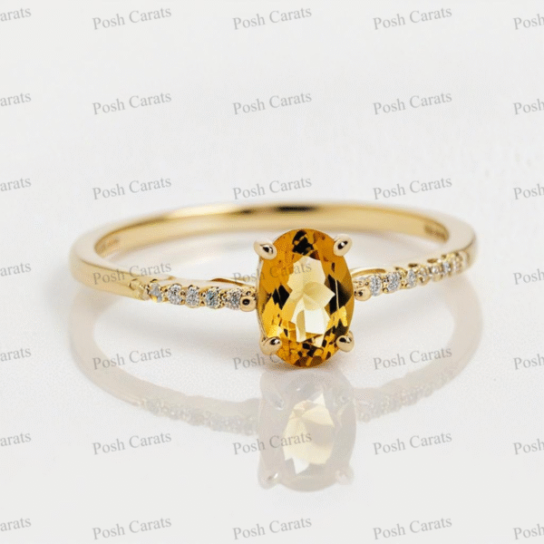 Posh Carats 14K Gold Citrine Ring - Handmade November Birthstone Jewelry