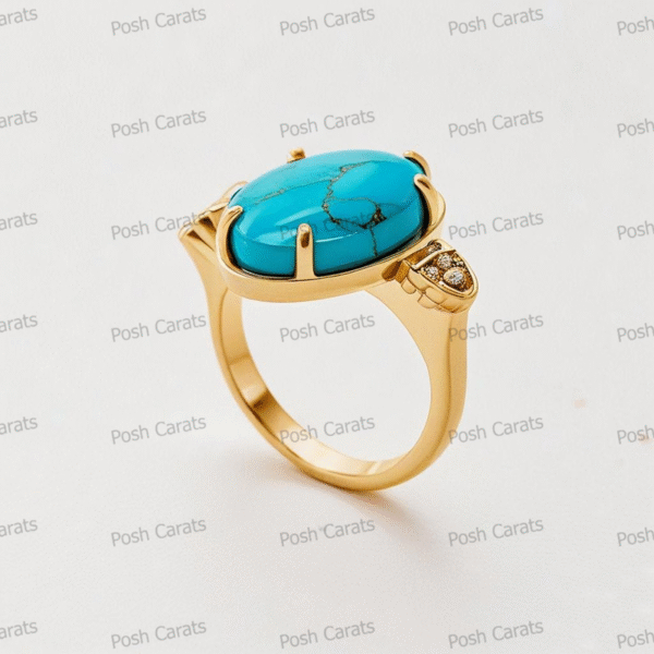 Posh Carats 14K Gold Turquoise Ring – Handmade Gemstone Jewelry for Women