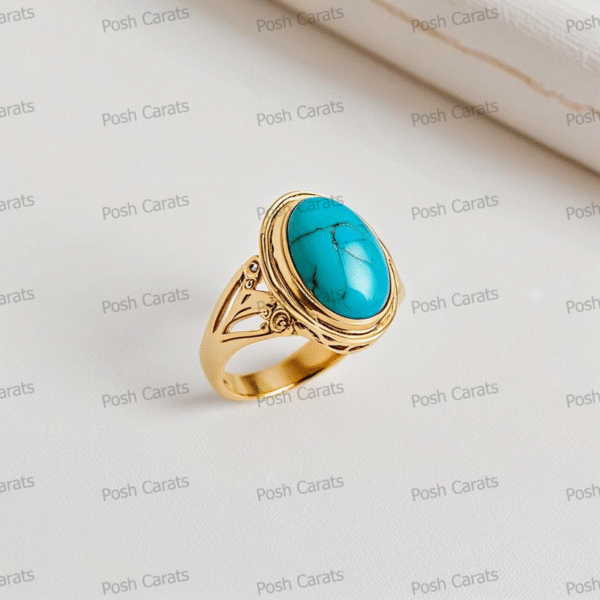 Posh Carats 14K Gold Turquoise Ring – Handmade Gemstone Jewelry for Women