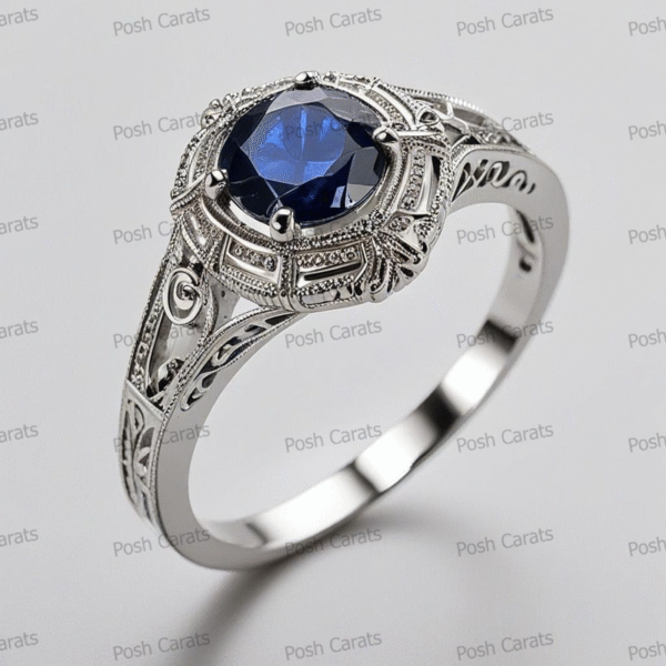 Natural Blue Sapphire Engagement Ring - Timeless 14k Gold Jewelry for Women