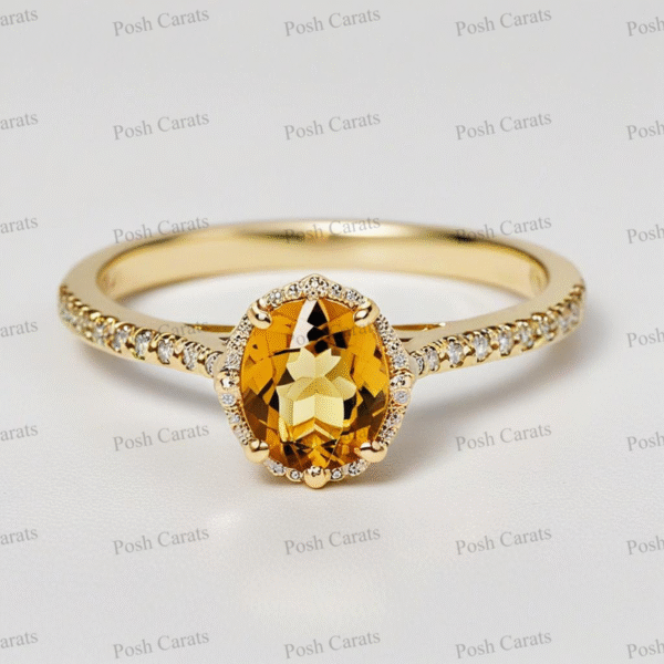 Posh Carats 14K Gold Citrine Ring - Handmade November Birthstone Jewelry