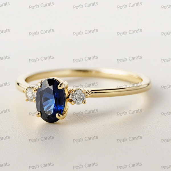 Natural Blue Sapphire Engagement Ring - Timeless 14k Gold Jewelry for Women