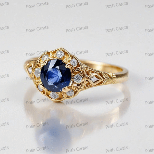 Natural Blue Sapphire Engagement Ring - Timeless 14k Gold Jewelry for Women