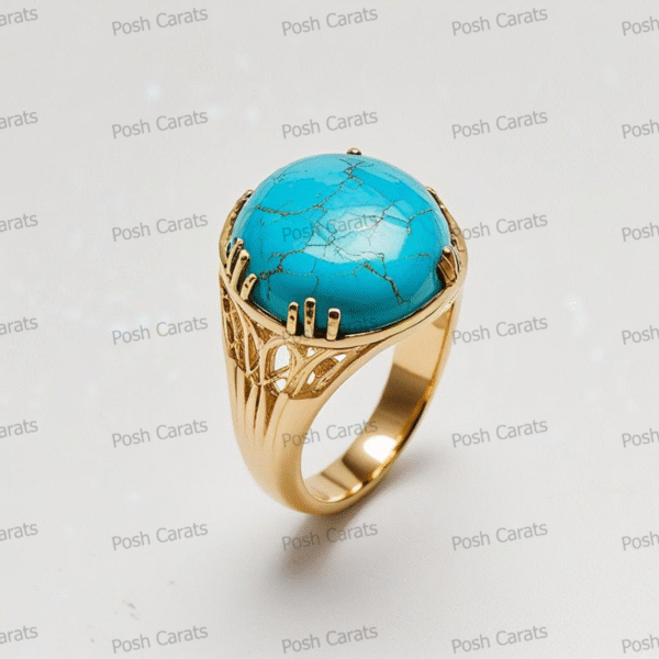 Posh Carats 14K Gold Turquoise Ring – Handmade Gemstone Jewelry for Women