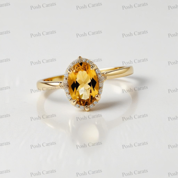 Posh Carats 14K Gold Citrine Ring - Handmade November Birthstone Jewelry