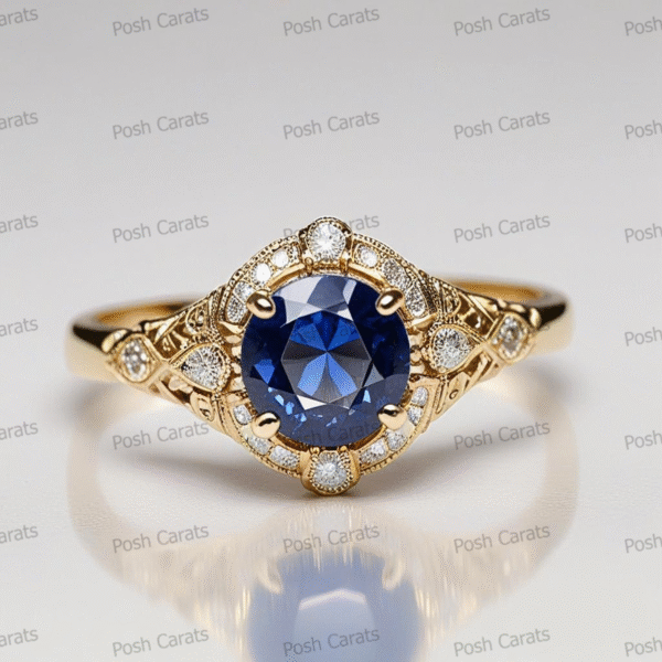 Natural Blue Sapphire Engagement Ring - Timeless 14k Gold Jewelry for Women
