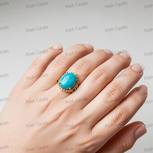 Posh Carats 14K Gold Turquoise Ring – Handmade Gemstone Jewelry for Women