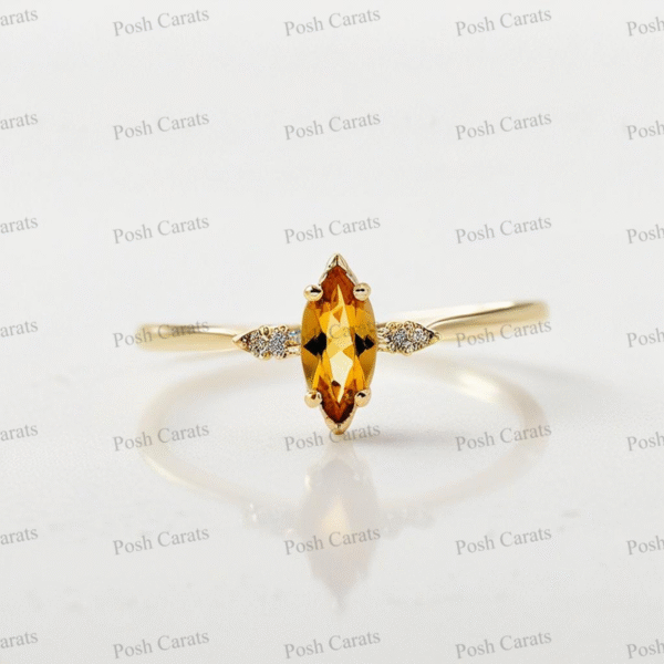 Posh Carats 14K Gold Citrine Ring - Handmade November Birthstone Jewelry