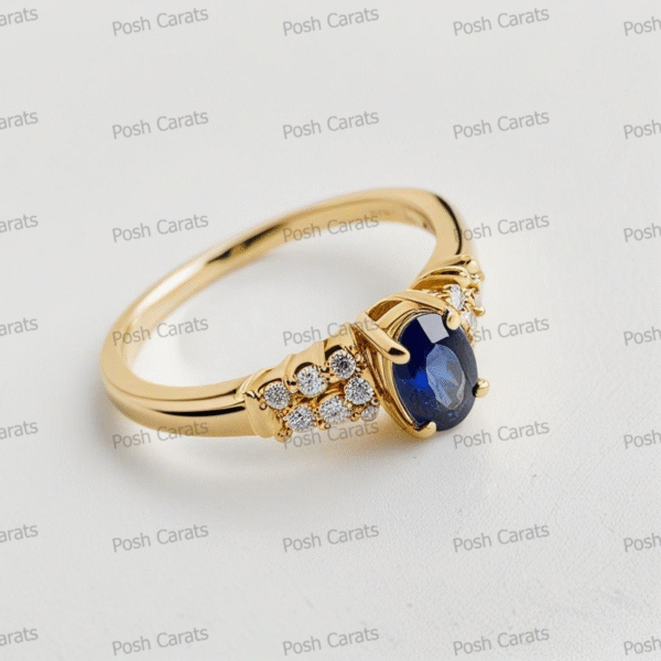Natural Blue Sapphire Engagement Ring - Timeless 14k Gold Jewelry for Women