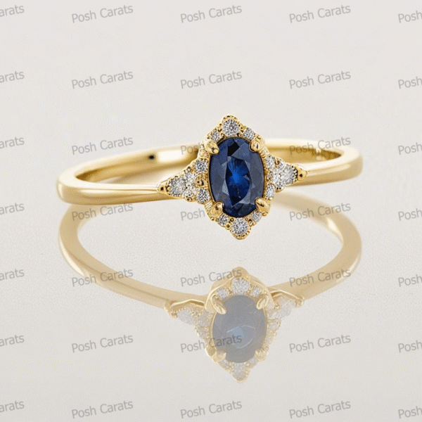 Natural Blue Sapphire Engagement Ring - Timeless 14k Gold Jewelry for Women