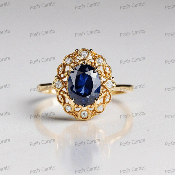 Natural Blue Sapphire Engagement Ring - Timeless 14k Gold Jewelry for Women
